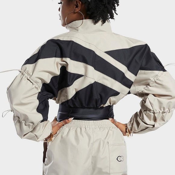 NWOT Reebok Cardi B Beige & Black Jogger Jacket & Pants Set - Picture 9 of 16